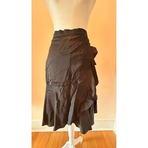 NWT‎ Chloe Kristyn Black Ruffle Midi Skirt Satin Wrap Style Plus Size 1X New